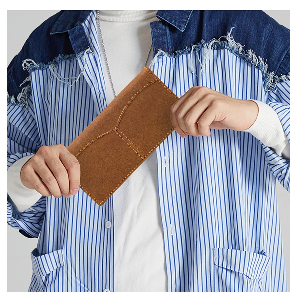 

Hot Sale Thick Crazy Horse Leather Travel Business Organizer Wallet For Men Long Zipper Simple Large Male Purse Card Holder 8059