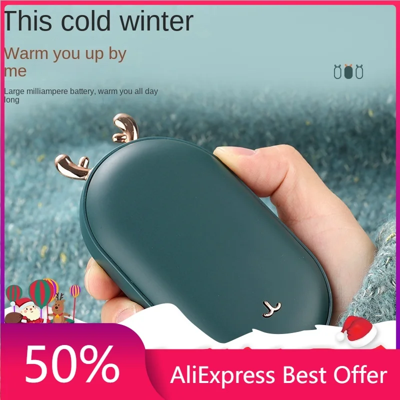 

Lovely Reindeer Mini Cartoon Hand Warmer with LCD Display 2-in-1 Hand Warmer Power Bank Fast Heating Version