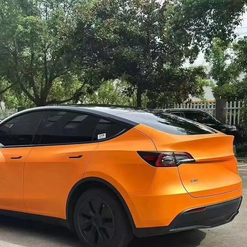 Фото Пленка для защиты кузова автомобиля из ТПУ с эффектом самовосстановления, изменяющая цвет, матовая, сияющий оранжевый оттенок №3