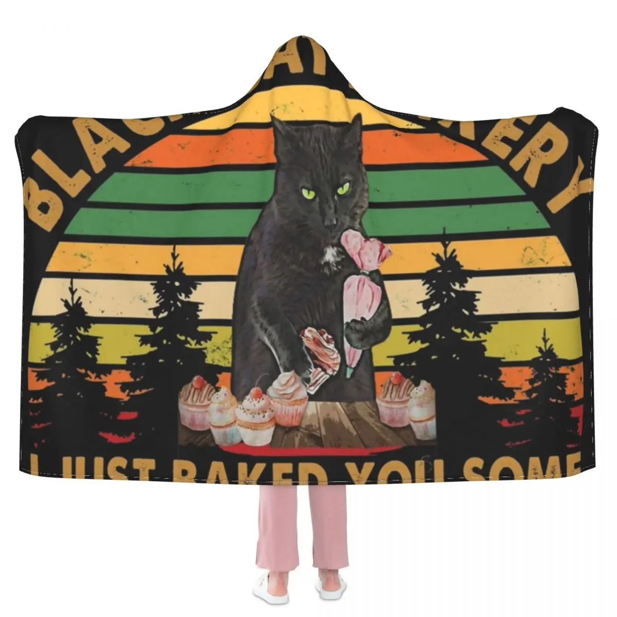 

Cat I Just Baked You Some Shut The Fucupcakes Blanket baker Winter Super Soft With Hood Blanket Fashion Furry Fleece Bedspread