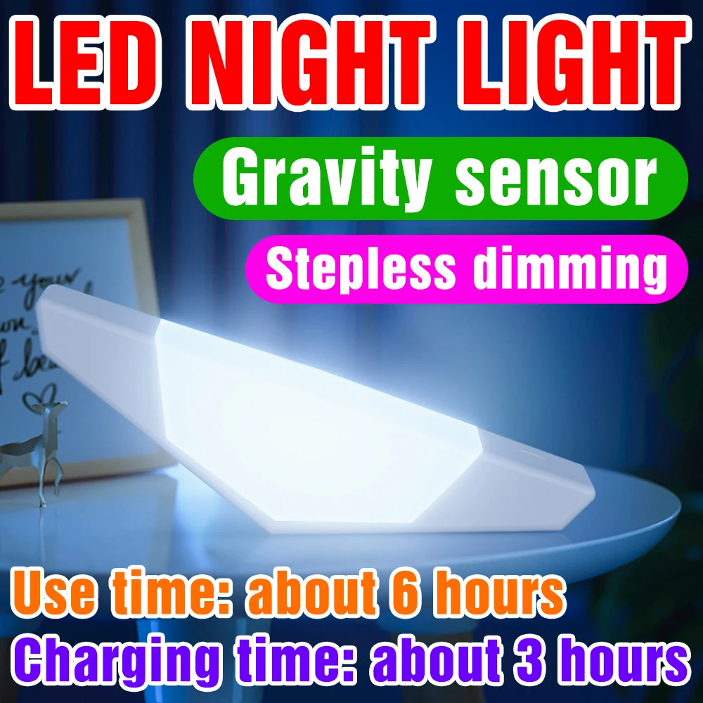 

Светодиодная Сенсорная лампа 5 в постоянного тока, ночник, прикроватная настольная лампа, светсветильник льник с гравитационным датчиком, Д...