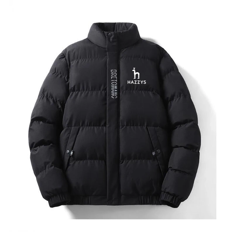 2022 HAZZYS New High Quality Couple Down Jackets Zip Warm Thicken Padded Cotton Coat Winter  Stand Collar Men's Outwear
