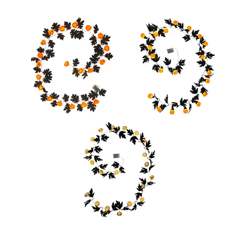 

300CM Maple Leaves Vine with String Light Halloween Table Decor Birthday Party Home Decoration Artificial Plant Garland Rattan