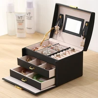 simplicity pu jewelry box portable stud necklace organizer case travel earring ring storage packaging display accessory