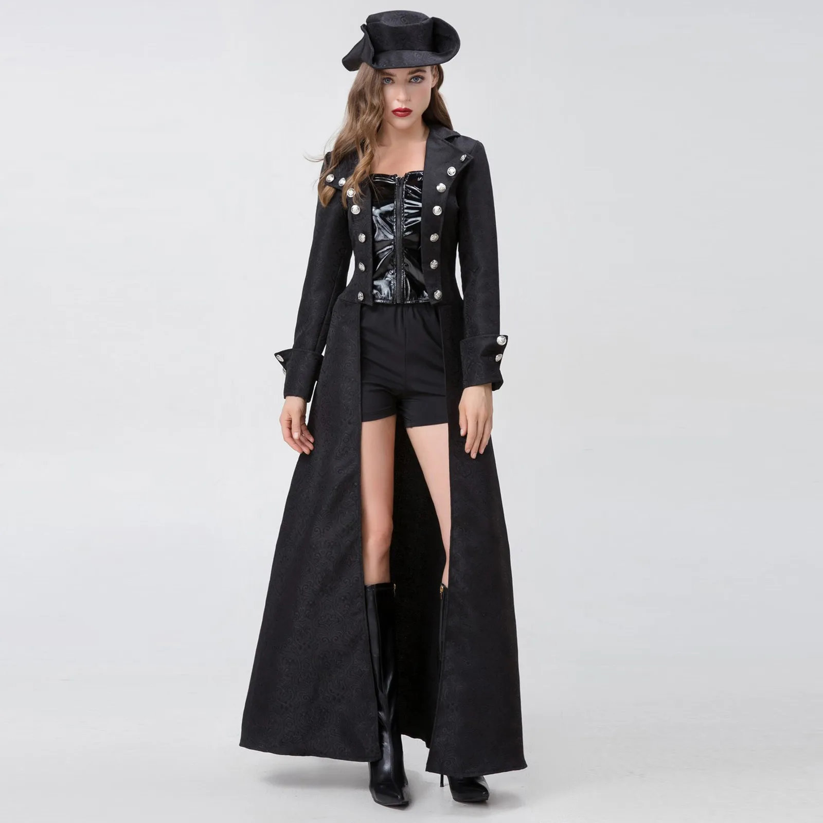 

Women's Halloween Cosplay Role-playing Medieval Punk Vintage Pirate Costume Fake Two Piece Windbreaker Set Outfits