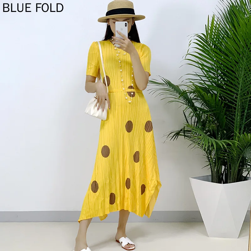 Женское Плиссированное длинное платье в горошек для Мияке свободное