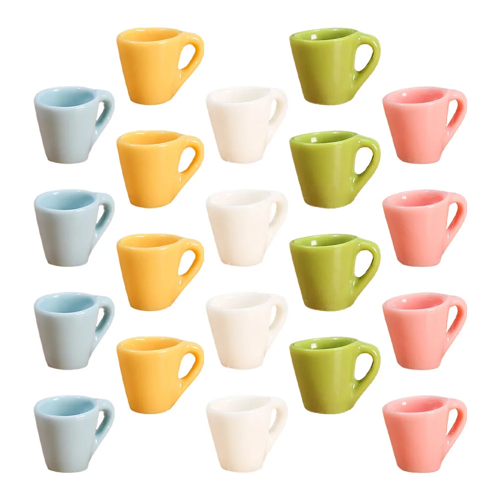 

20 Pcs Simulation Cup Miniature Water Mug Espresso Cups Items Playing House Resin Miniatures Mugs Dolly Ornament