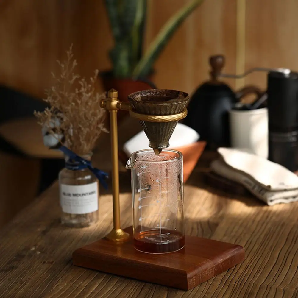 

Отличное кофейное ситечко, элегантный держатель для кофейного фильтра, блестящий держатель для кофейной капельницы с деревянной основой, ш...