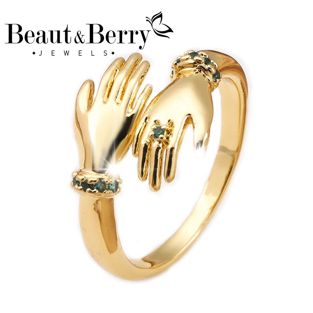 

Beaut&Berry Women's Cute Hug Rings Copper Zircon Hot Sale Rings Bohemia Party Wedding Office Gift Accessories Popular Jewelry