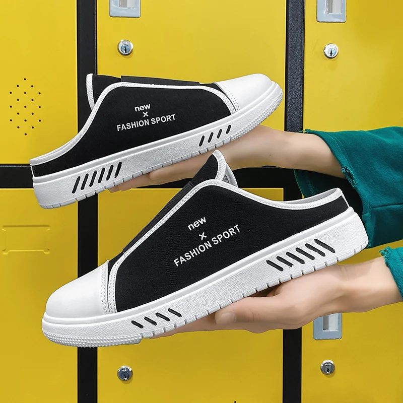 

Casual Men Shoes Lazy Loafers Comfortable Man Slippers Breathable Outdoor Sports Sneakers Walking Student Shoes Slip On Black