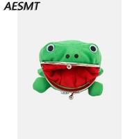 1pcs anime cartoon frog coin purses manga flannel wallet pouch cheap cute purse coin holder kids gift party cosplay props