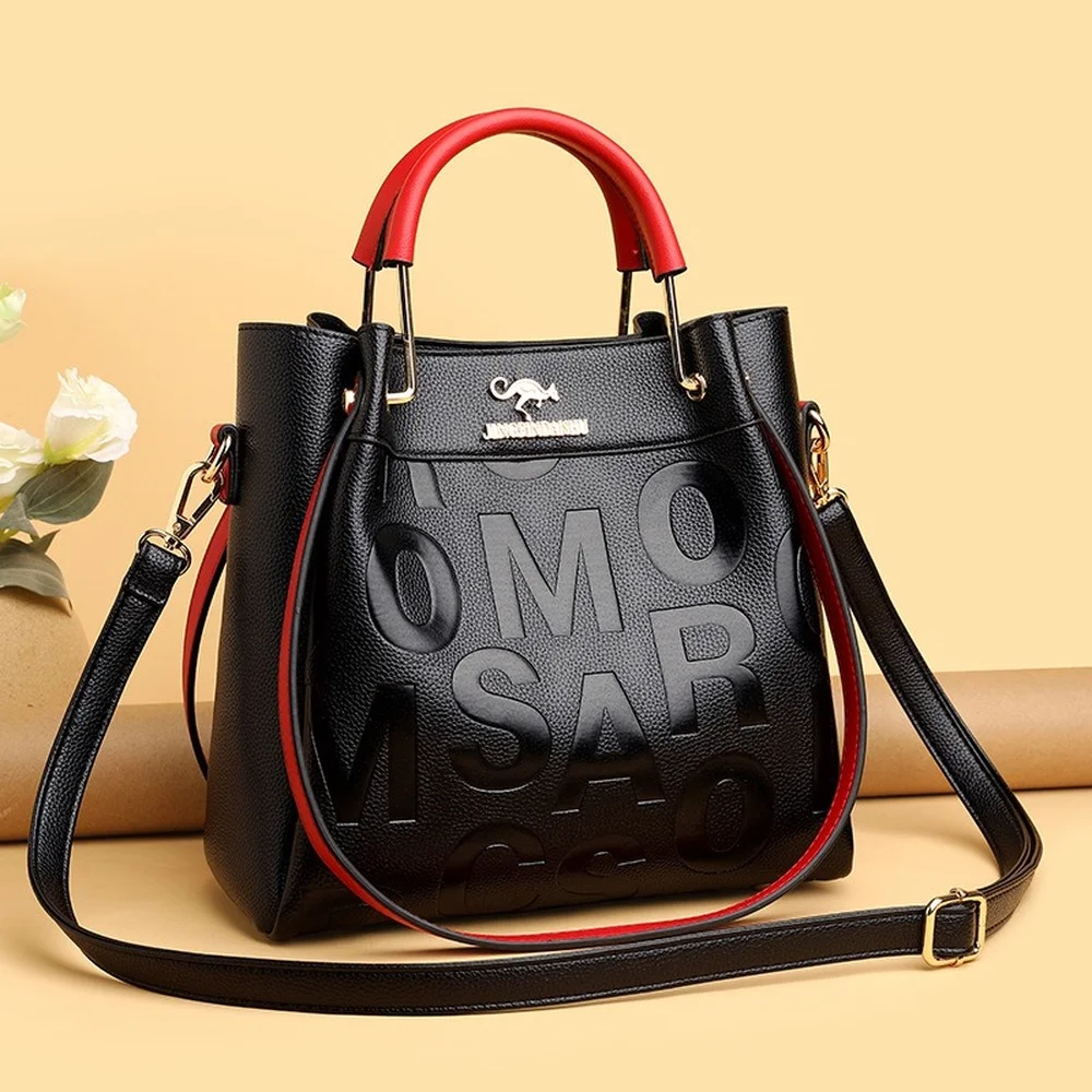 

New handbag messenger bag large capacity online celebrity with foreign soft leather embossed shoulder bag handbag