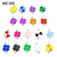 enamel four leaf clover charms silver color pendant diy making handmade findings earrings necklace bracelets jewelry accessories