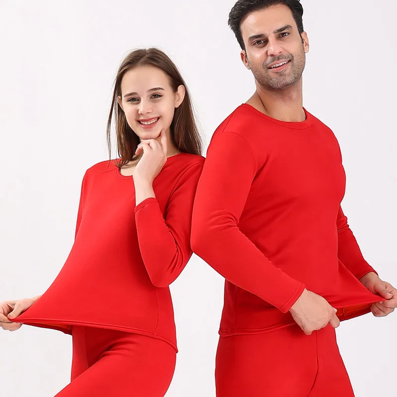 Golden Fleece Thermal Underwear Men's Double-Layer Fleece-Lined Thickened Women's Cold-Proof Long John Couple Suit