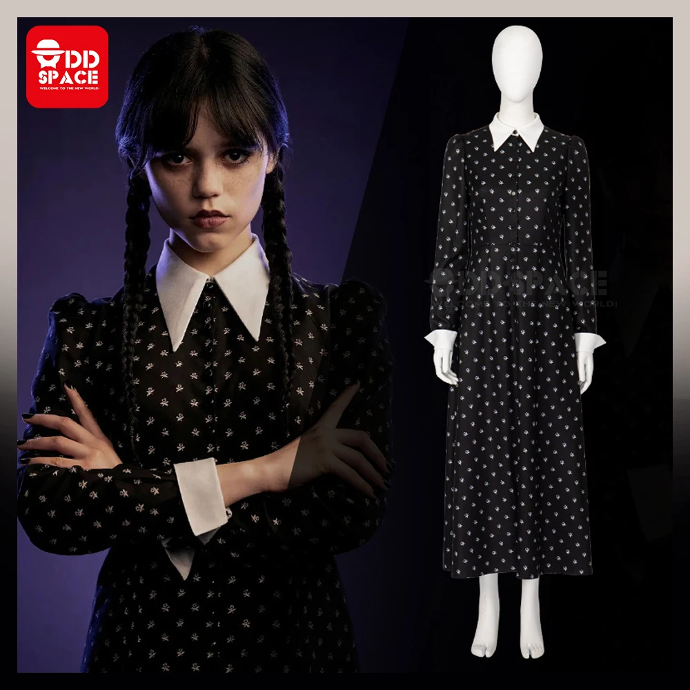 

Костюм для косплея семья Аддамс, черный женский Плетеный парик, одежда для вечевечерние НКИ на Хэллоуин, ТВ, цвет черный