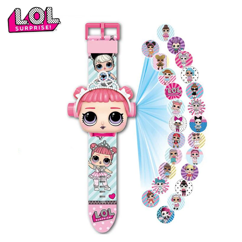 Original LOL surprise dolls children's watches 3D Cartoon 24 Pictures Projection toy Watch Anime figure kids Watch birthday gift