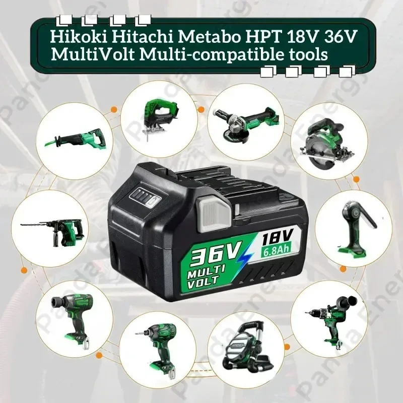 Фото Аккумулятор Li-ion 6.8Ач 18В/36В MultiVolt для замены Hitachi HiKOKI Metabo HPT BSL36A18 BSL36B18 для беспроводных электроинструментов с LED-индикатором №4