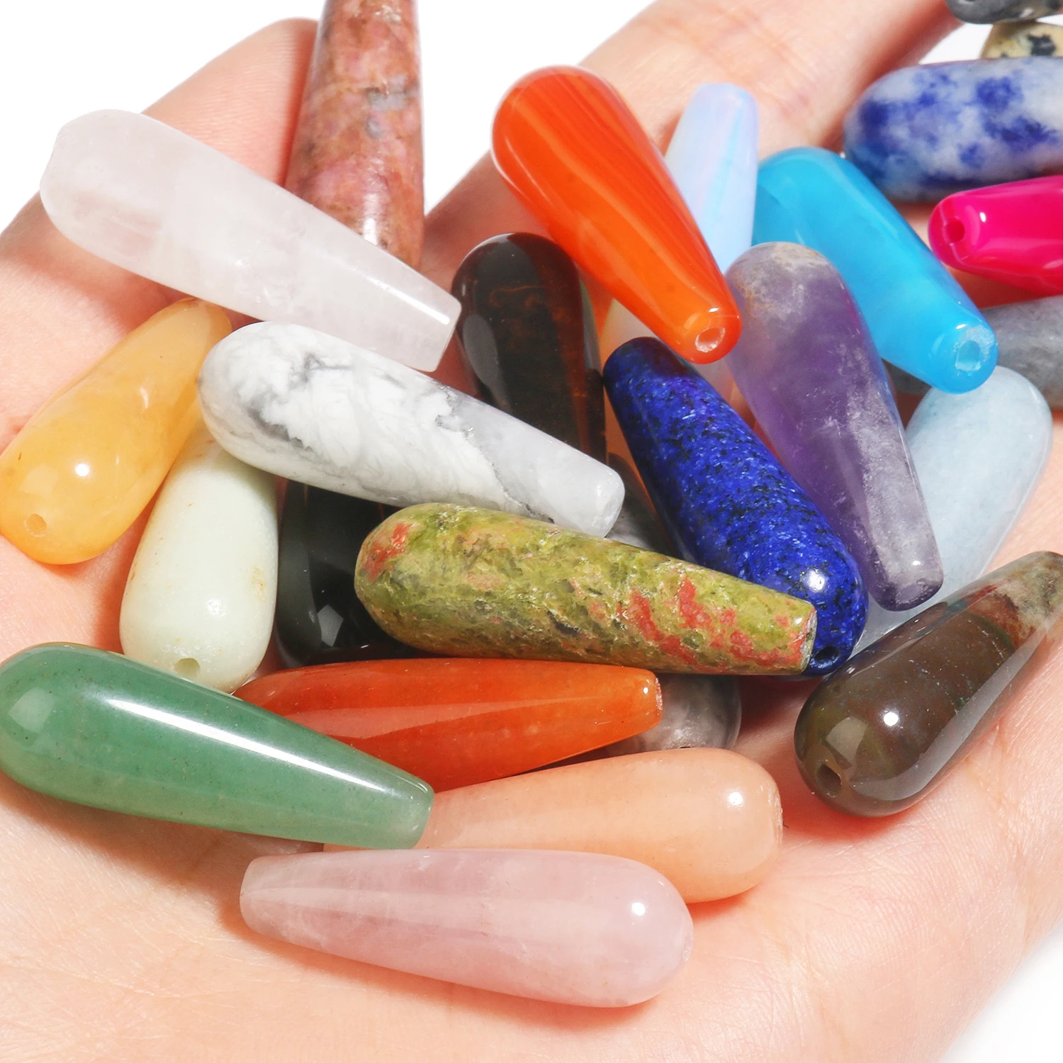 

Natural Stone Water Drop Quartz Jade Agate Beads Loose Beads for Jewelry Making DIY Handmade Charms Bracelets Accessory 10x30mm