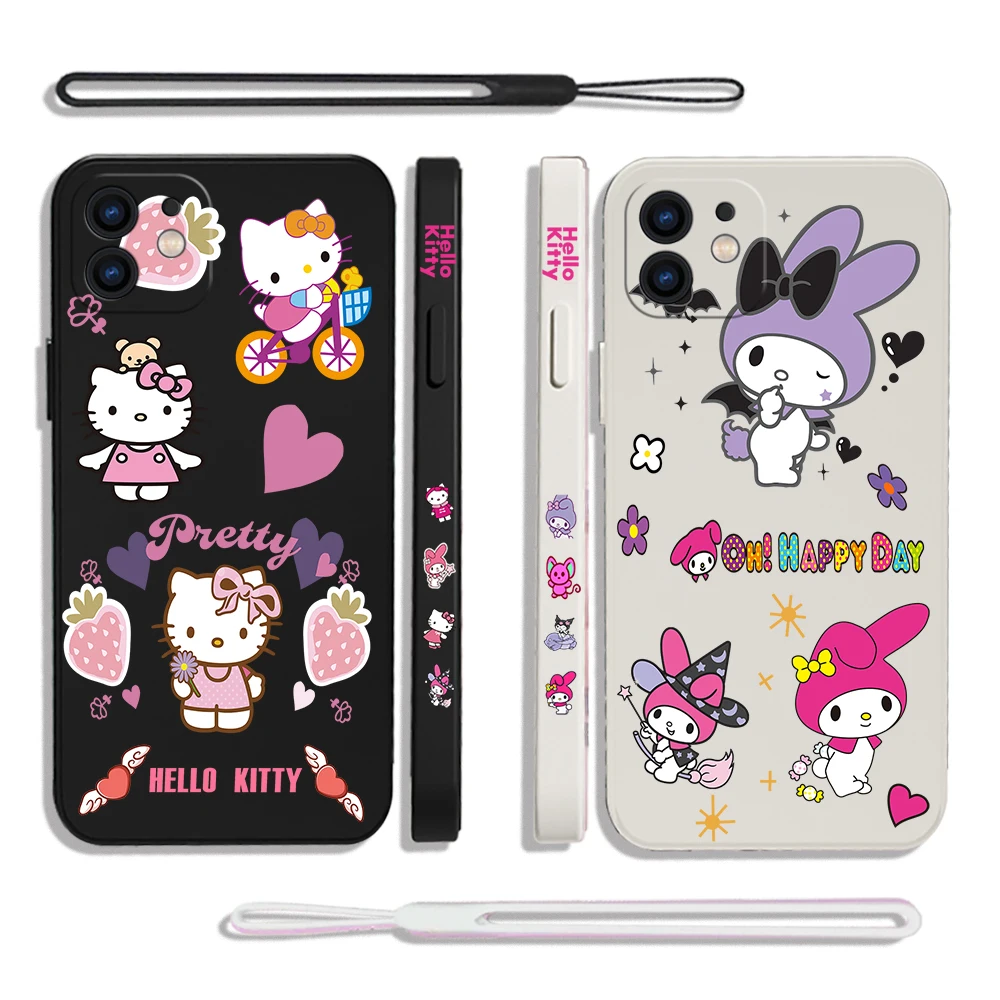 

Sanrio Hello Kitty My Melody Phone Case For Xiaomi Redmi Note 11 10A 10 10S 9 8 7 Pro Plus 10C 9A 9C 9T 4G 5G Cases With Lanyard
