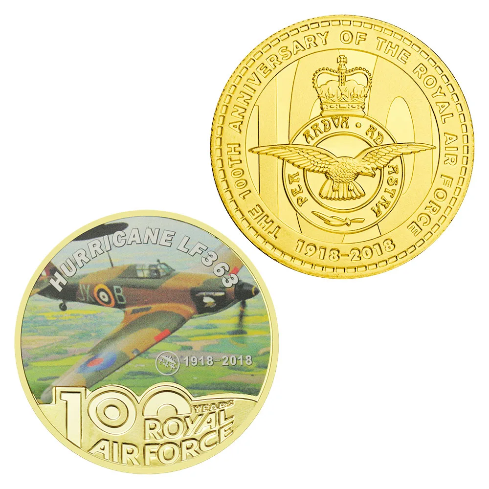

Hurricane LF363 WWII Fighter Operated By RAF 100th Anniversary of Royal Air Force Gold Plated Commemorative Coins