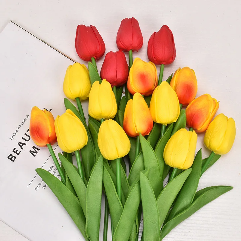 

Tulips Artificial Flowers Real Touch Artificial Bouquet Fake Flowers for Wedding Decoration Home Garen Decoration