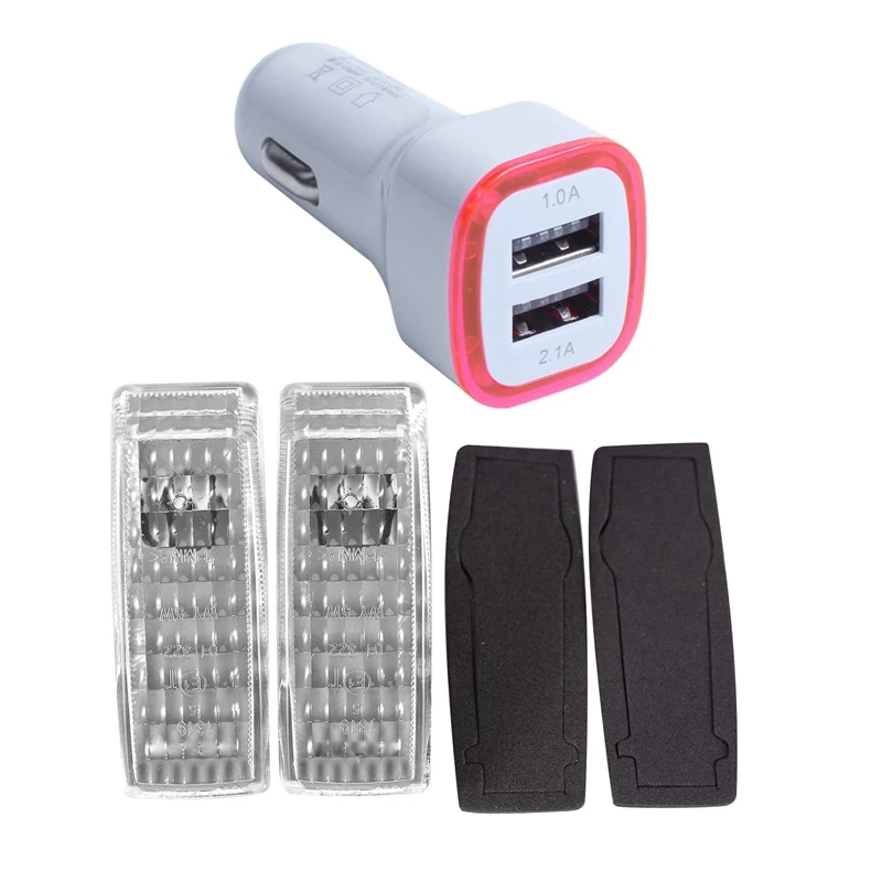 

2 Pcs Car Fender Turn Signal Light Cover White & 1 Pcs Universal Mobile Phone Charger