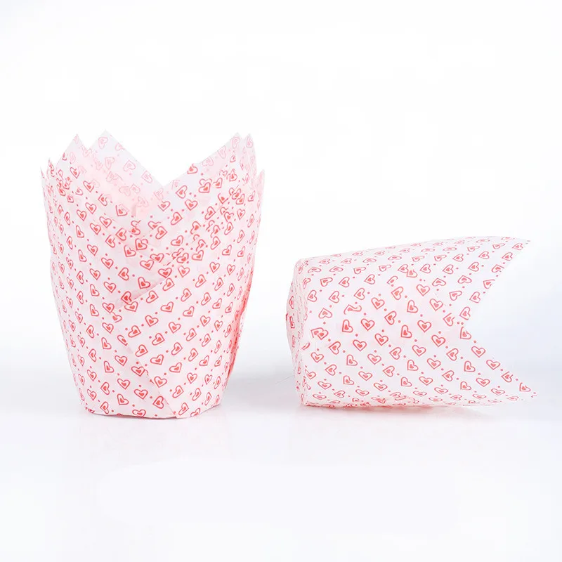 

50Pcs Pink Heart Cupcake Liner Baking Cup Gift Box Moon Cake Wrapping Box Wedding Candy Dragee Packaging Box Container Holder