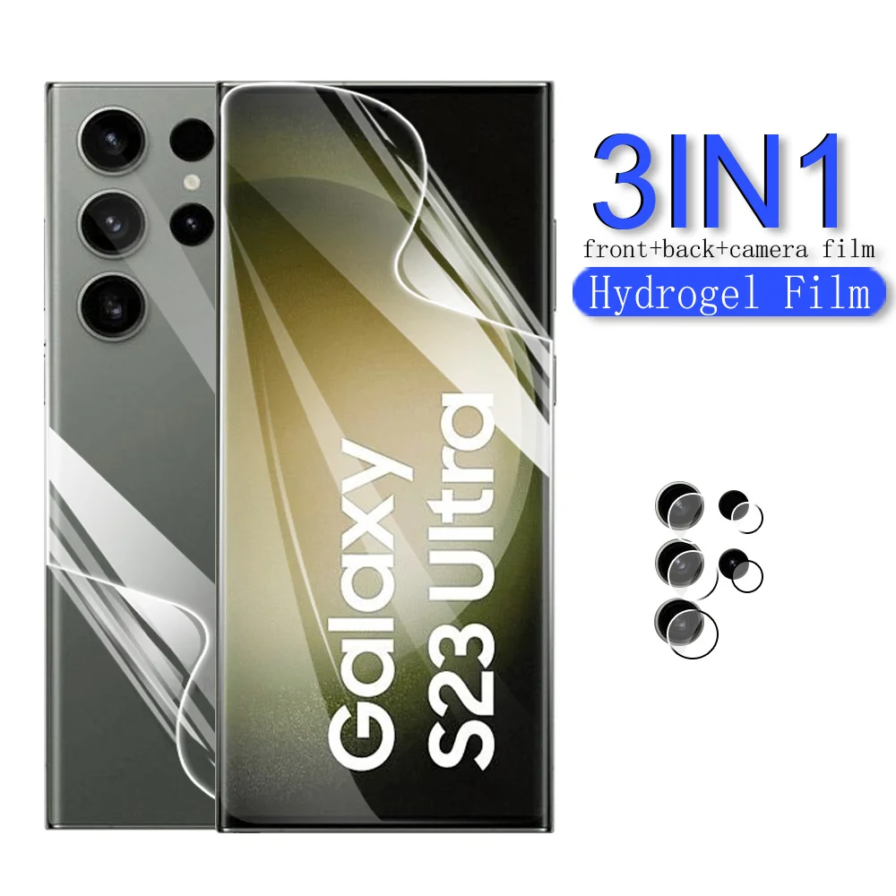 

3IN1 Hydrogel Film For Samsung Galaxy S23 Ultra 5G Screen Protector Sumsung S 23 S23 Ultra Plus Back Protective Films Not Glass