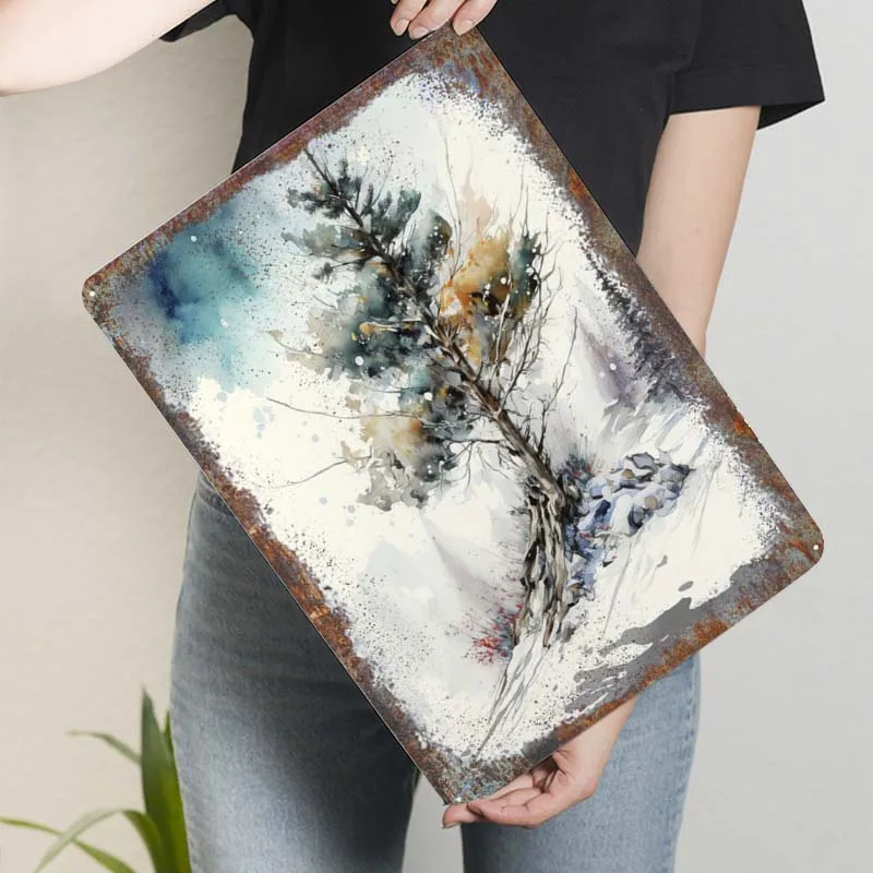 Украшение для двери сосна на горе плакат с пейзажами металлическая Настенная