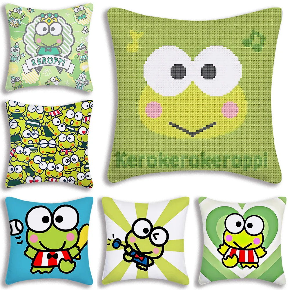 Pillow Covers Cartoon Cute Kerokerokeroppi Sofa Decorative Home Double-sided Printing Short Plush Cushion Cover