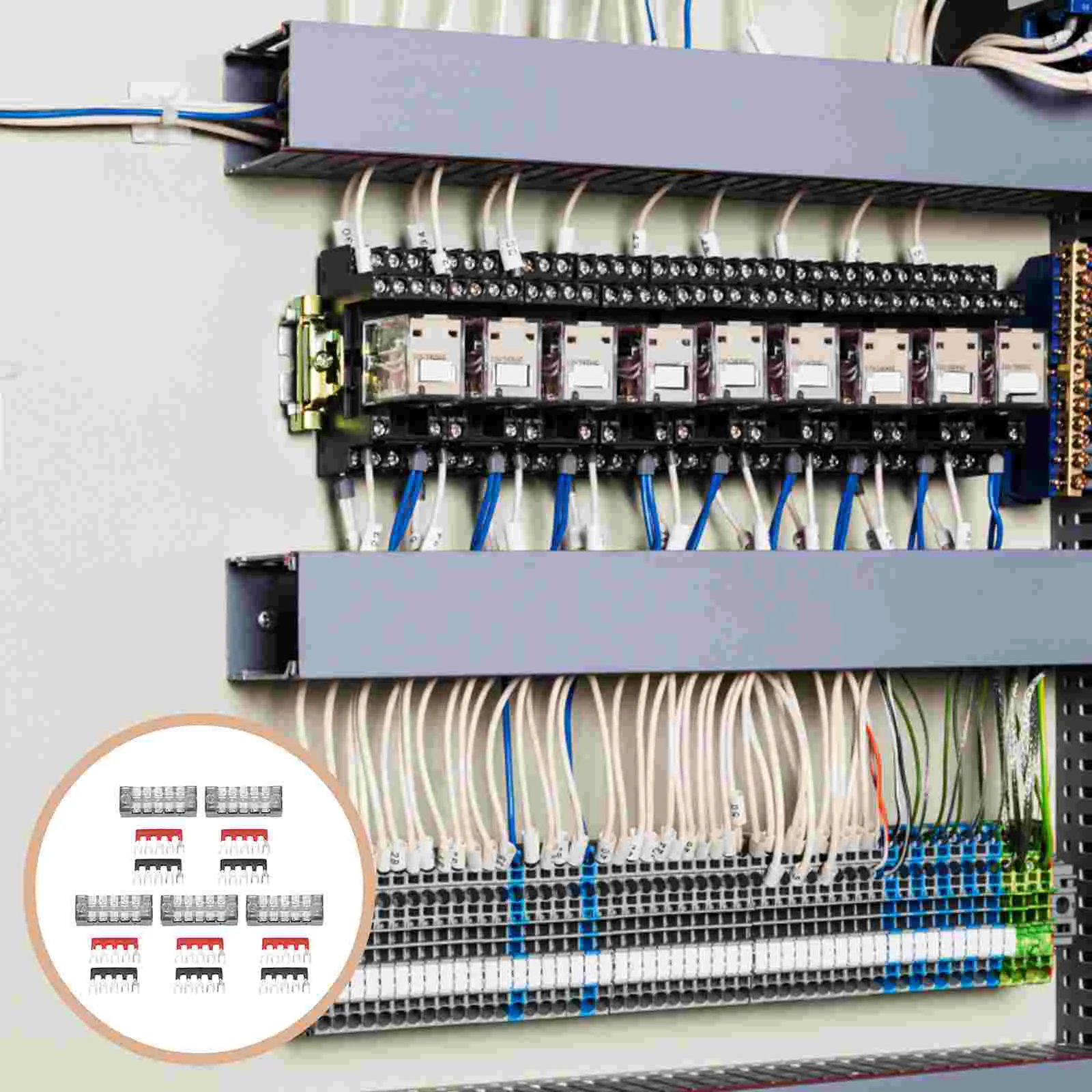 

5 Sets Terminal Block 600V 5A 6 Position Terminal Block with Insulation Cover