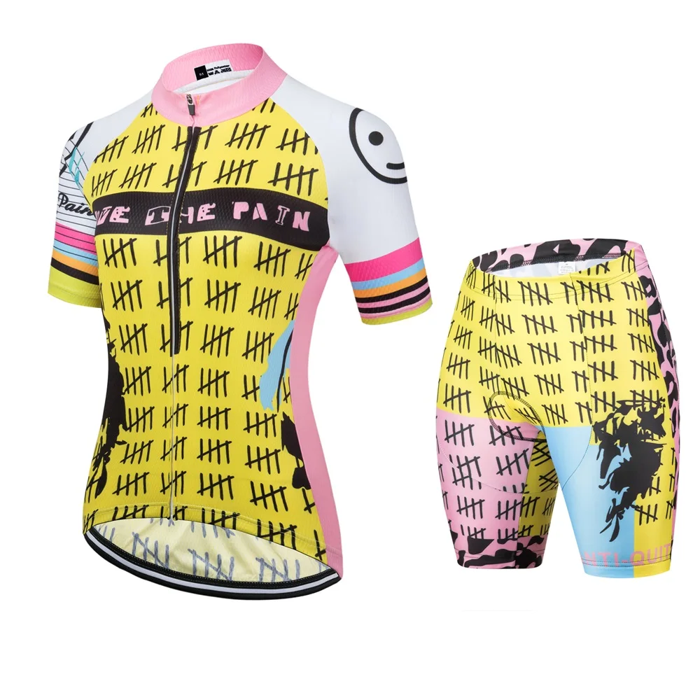 

Kafitt Women's Yellow Go Pro Short Sleeve Cycling Jersey Sets Bike Clothing MTB Ropa Ciclism Bicycle Wear Breathable Tops Summer