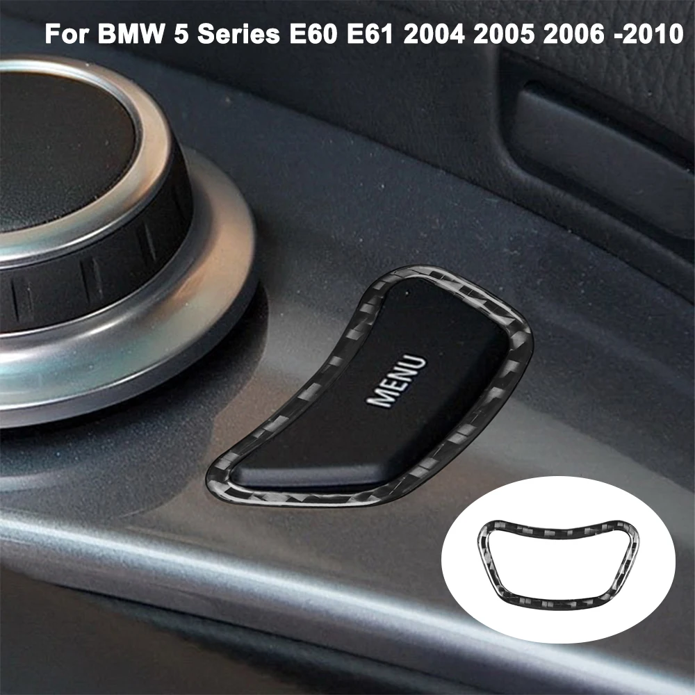 

Center Control MENU Button Frame Cover Trim Real Carbon Fiber For BMW 5 Series E60 E61 2004 2005 2006 -2010 Car Interior Styling