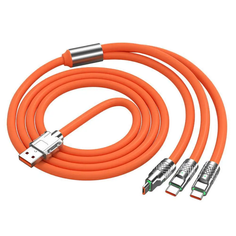 GAMWING 3-в-1 Кабель Для Быстрой Зарядки 120 Вт Металлический USB Micro Type-C Смартфонов iPhone