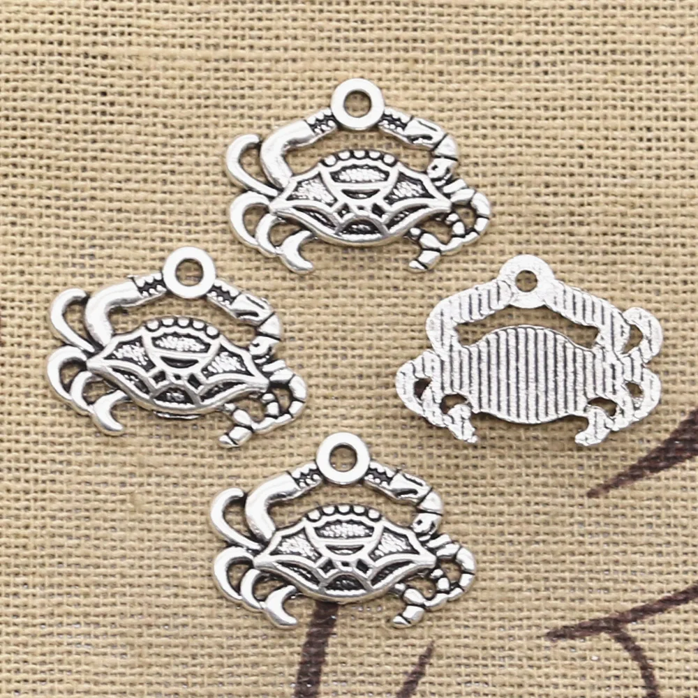 

30pcs Charms Crab Crustacean 14x20mm Antique Silver Color Pendants DIY Crafts Making Findings Handmade Tibetan Jewelry