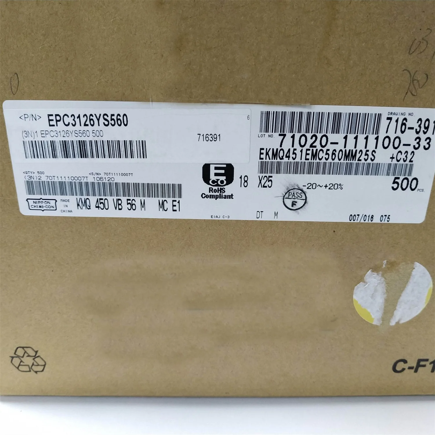 5 шт. KMQ-450V56UF 18X25 оригинальные NIPPON CHEMI-CON алюминиевые электролитические