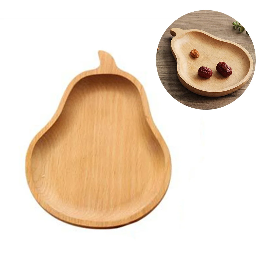 

Plate Tray Wooden Servingsnacktrays Desert Rustic Platter Japaneses Style Dish Pear Shaped Plates Restaurant Baby Handles