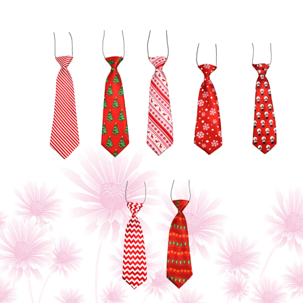 

7Pcs Pet Dog Neck Ties Christmas Themed Dog Ties Adjustable Neck Strap Pet Supplies for Dog Pet Animal