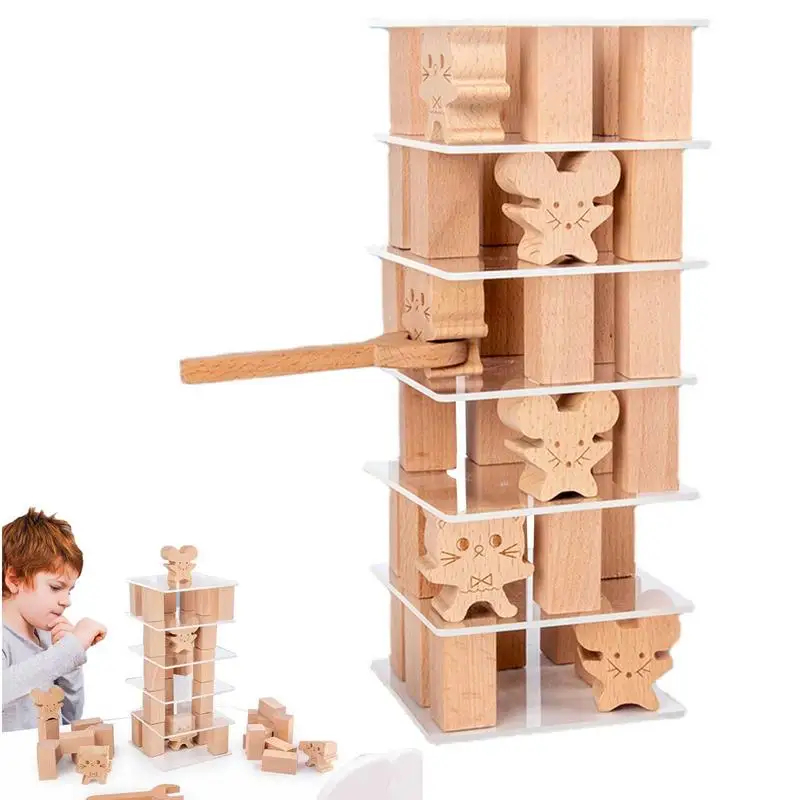 

Block Balance Game Stable STEM Building Blocks Set Wooden Toys Preschool Montessori Learning Toys Fine Motor Skills And Balance