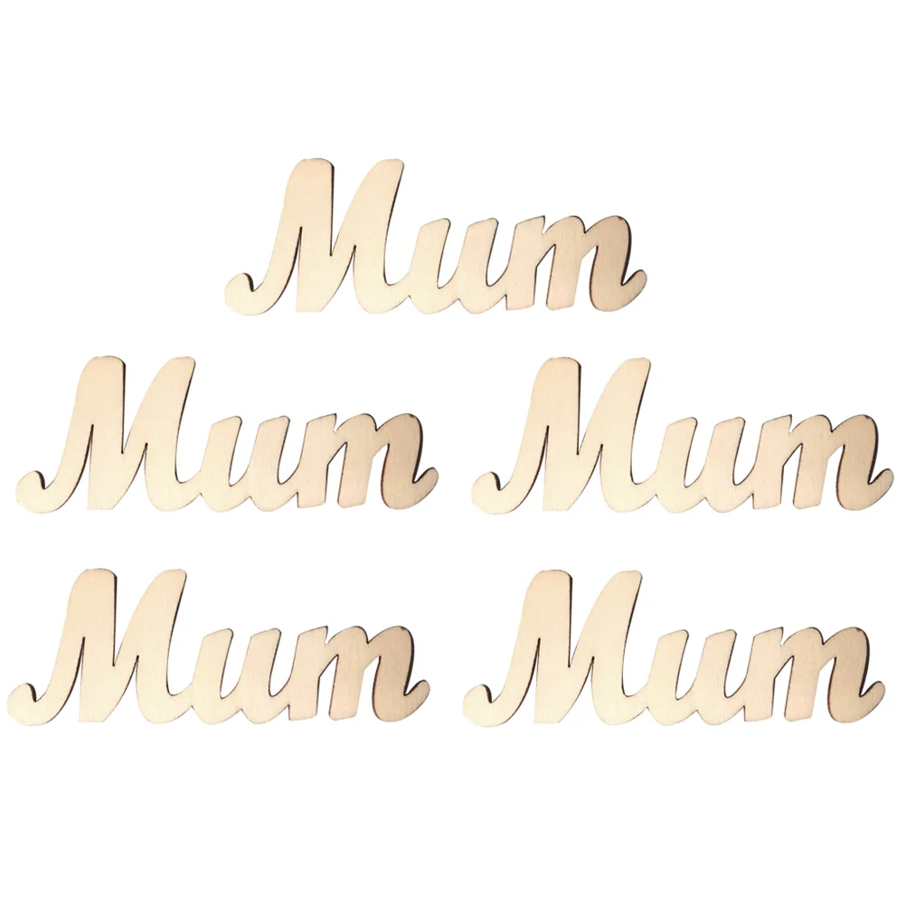 

5pcs Beautiful Decor Mum Wood Piece Mother's Day Wood Piece for Party Home Gathering Festival