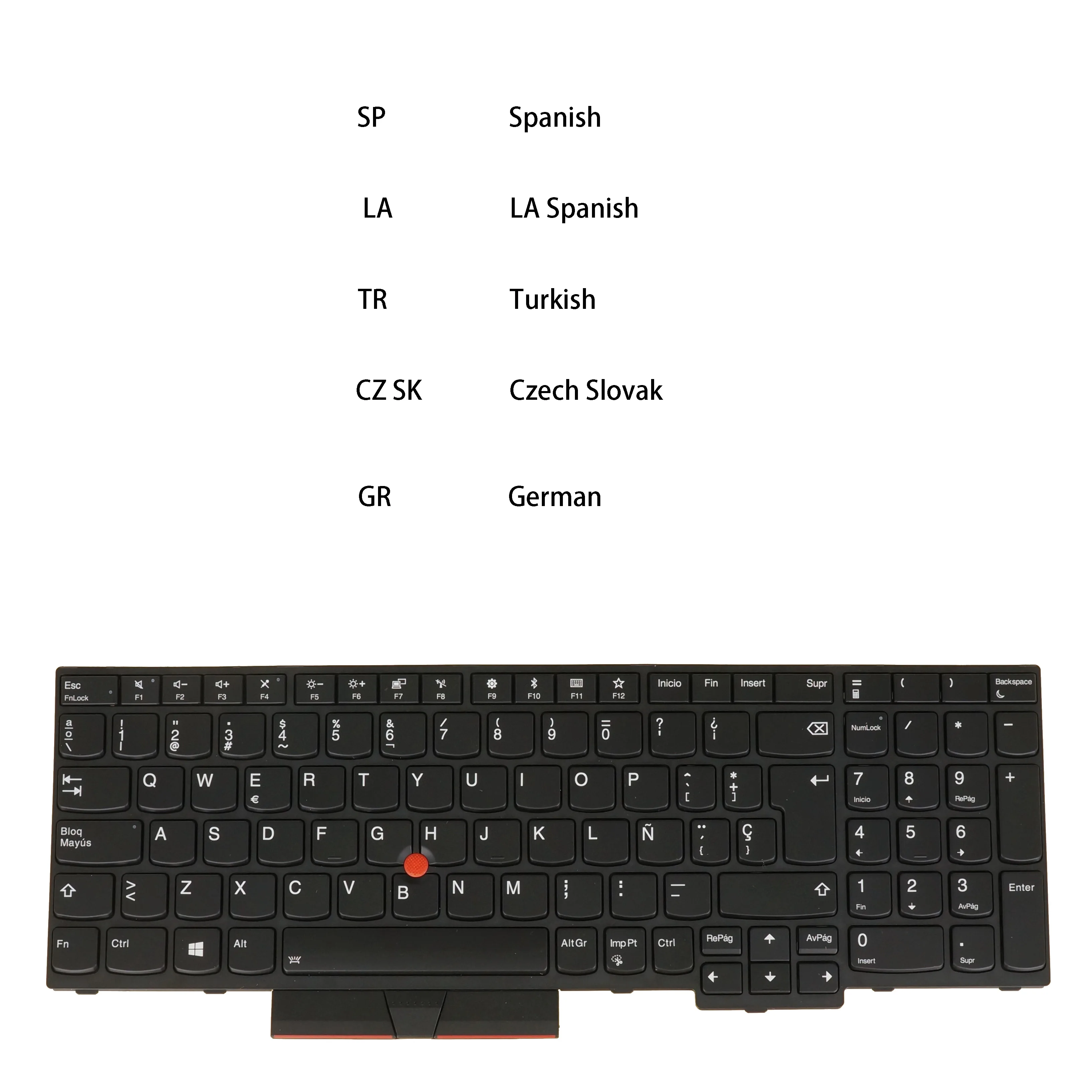 

Turkish German Czech Slovak LA Spanish Keyboard for ThinkPad L580 E580 E585 T590 L590 E590 E595 P52 P53 P53S P72 P73 Backlit /No