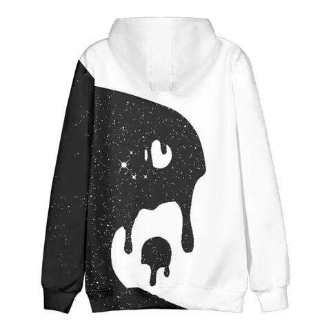 Tai Chi Pattern Hoodie for Men Women Kids Hooded Sweatshirt Black and White Wolf Hoodies Yin Yang Wolf Jacket Coat