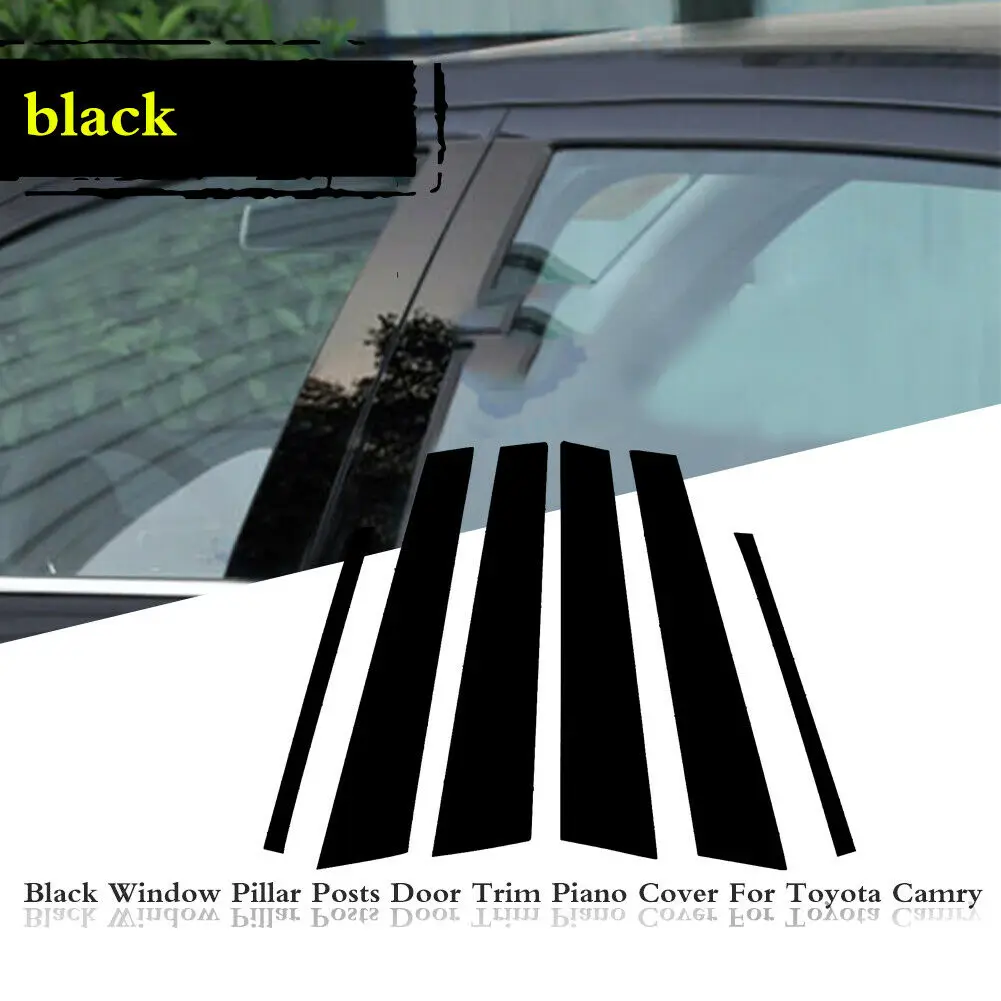 

6pcs/Set Gloss Black Pillar Posts Side Door Window Trim Cover For Toyota Camry Sedan 2007-2020 Decorative Car Stickers