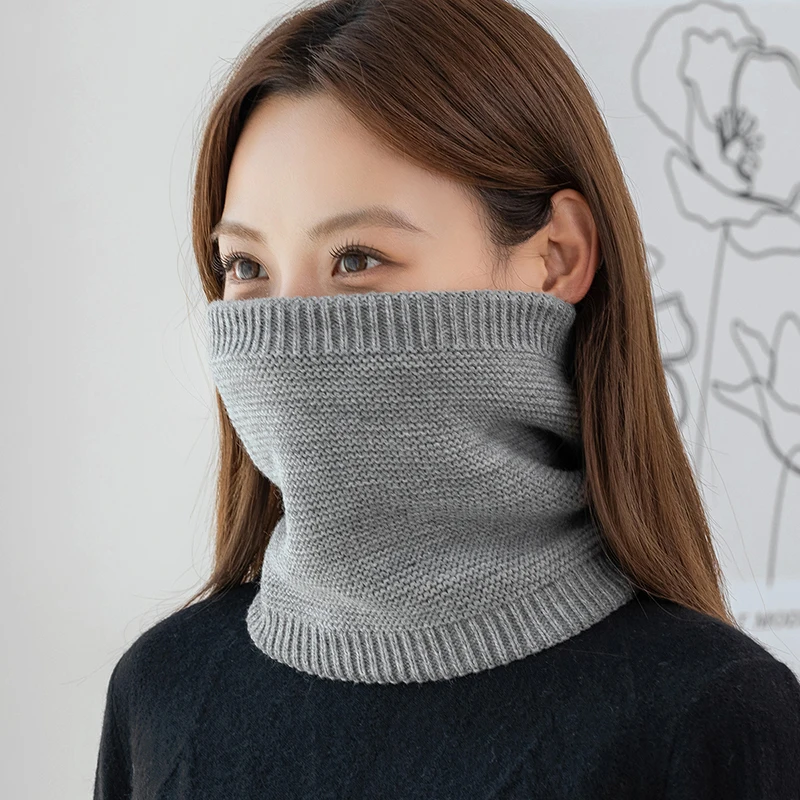 Зимний Вязаный Толстый Шарф С Кольцом Съемный Воротник Из Искусственного Меха