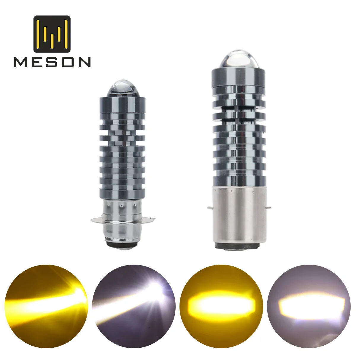 Фото KEVANLY H4 LED P15D BA20D светодиодные фары для мотоциклов, лампы, прожекторы, аксессуары для двигателя, DC12-60V 3570Chip, двойной цвет, белый, желтый №1