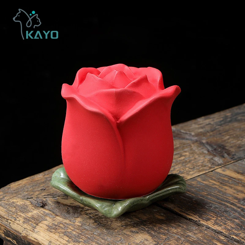 

Rose Flower Pet Memorial Keepsake Urns Ceramic Cremation Urns Small Animal Urn Funeral Container for Human Ashes Coffin Box Urns