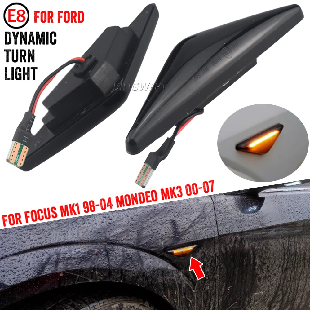

Flowing Side Repeater Light LED Dynamic Side Marker Turn Signal Lights Indicator Blinker Lamp For Ford MONDEO 3 MK3 FOCUS 1 MK1