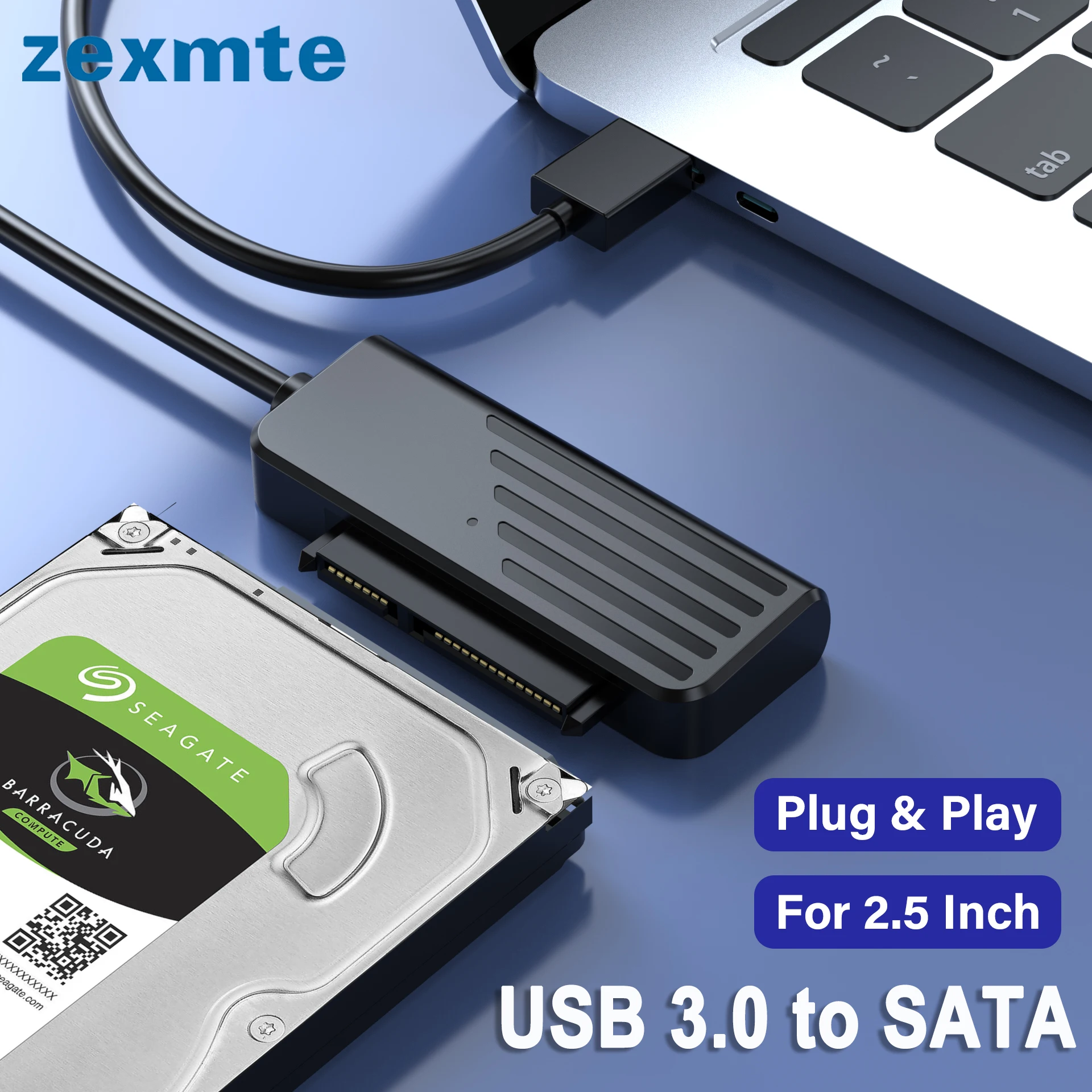 

Zexmte SATA to USB 3.0 Cable for 2.5 Inch External HDD SSD Hard Drive Data Transfer UP To 6Gbps USB 3.0 to Sata III Cord Adapter