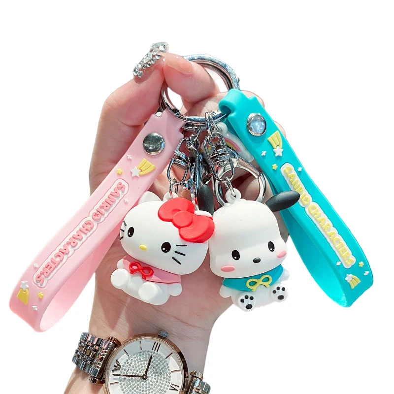 Мягкий брелок Melody Kuromi Cinnamoroll Hellokitty милый помпон пуриновый мультяшный аниме
