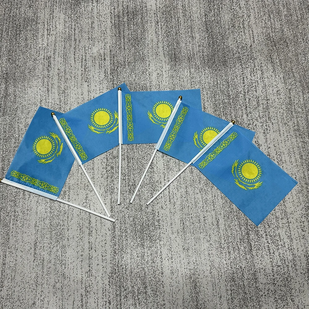 Казахстан рука махает Флаг 14x21 см полиэстер парад фестиваль баннер флаг офисная